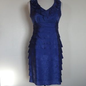 London Times Purple Ruffled Sleeveless Dress 8P